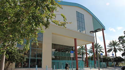 Exterior shot of the Main Library building