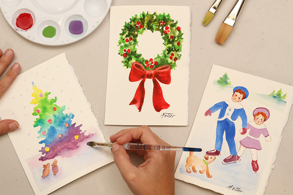 Watercolor holiday cards