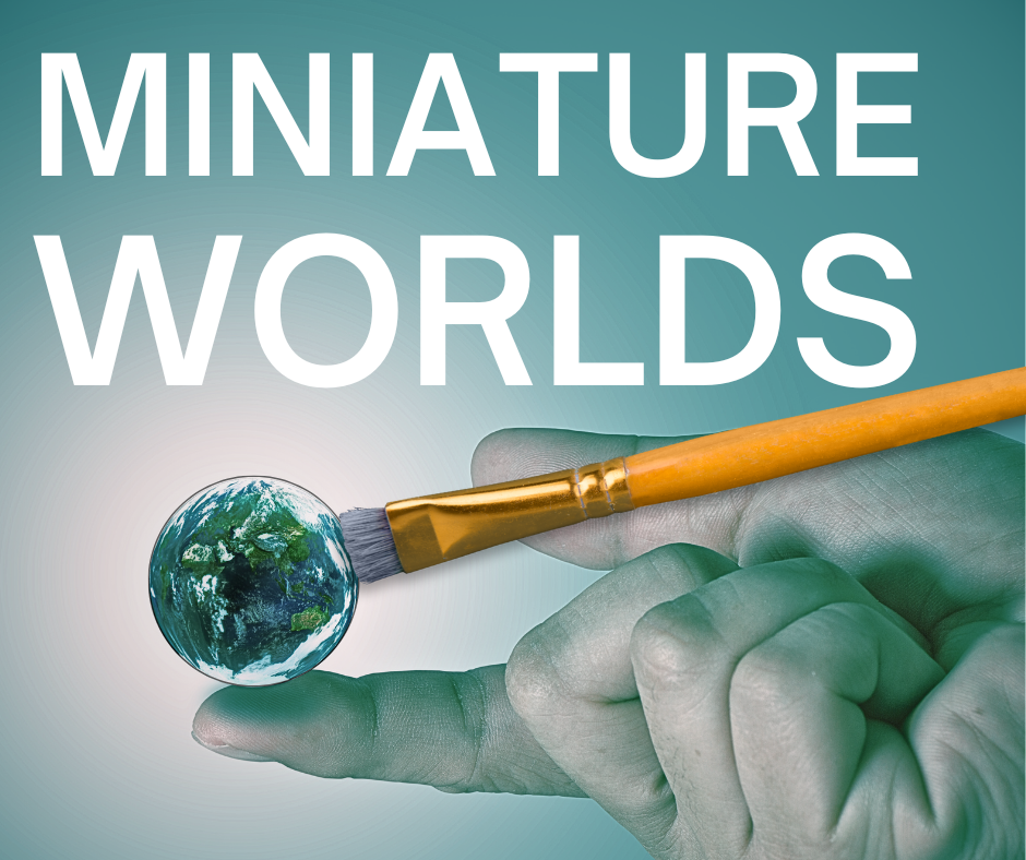 Miniature worlds logo: Brushing tiny earth.