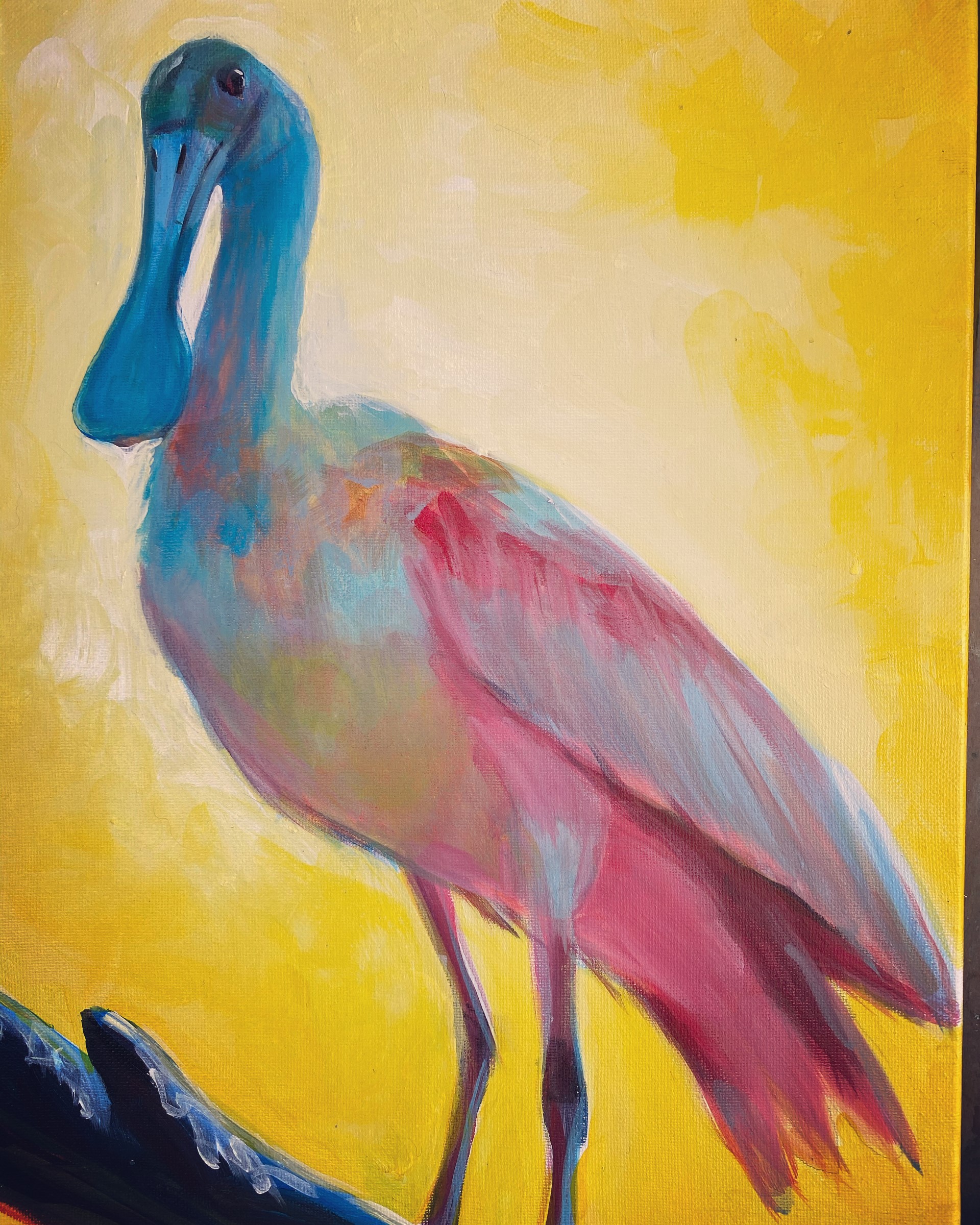 Colorful Painting of a Spoonbill Bird