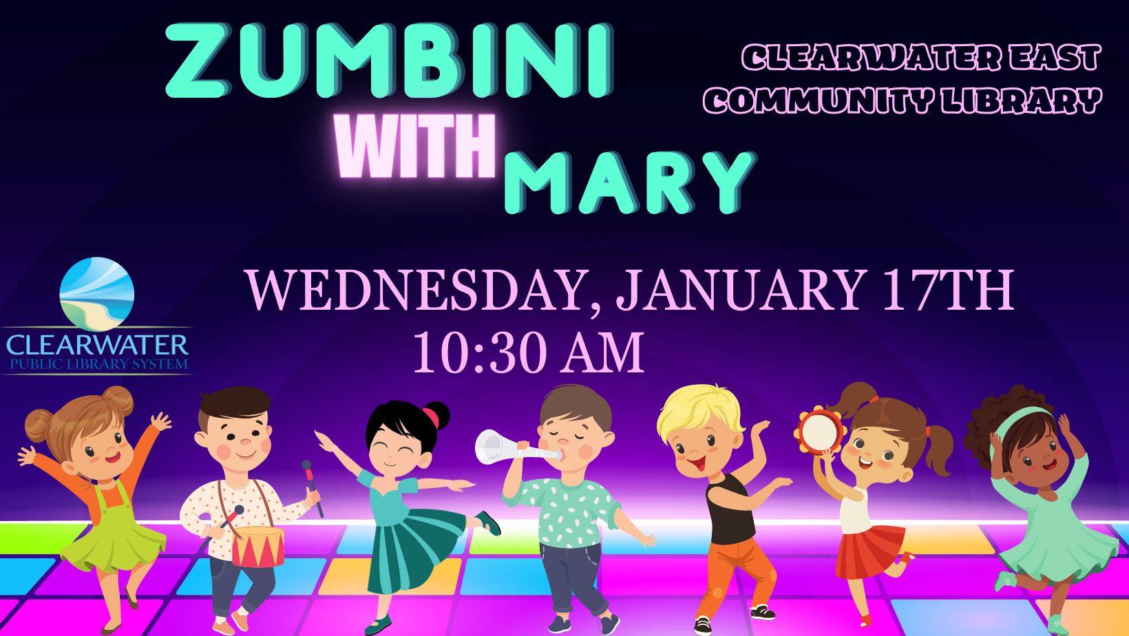 Zumbini with Mary, Wednesday January 17th, Children on dance floor dancing different styles of dance
