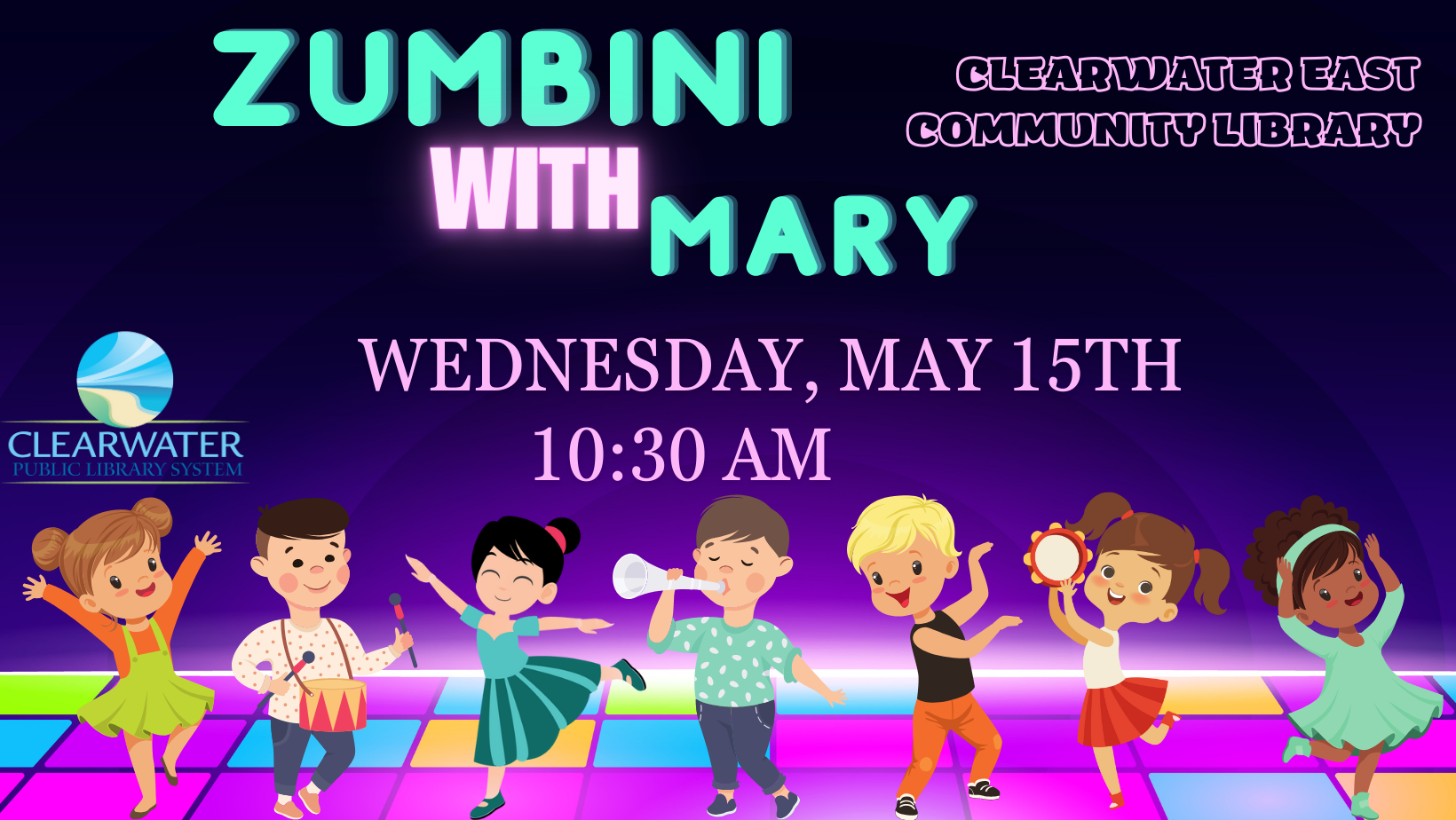 Zumbini with Mary, Wednesday May 15th, Children on dance floor dancing different styles of dance