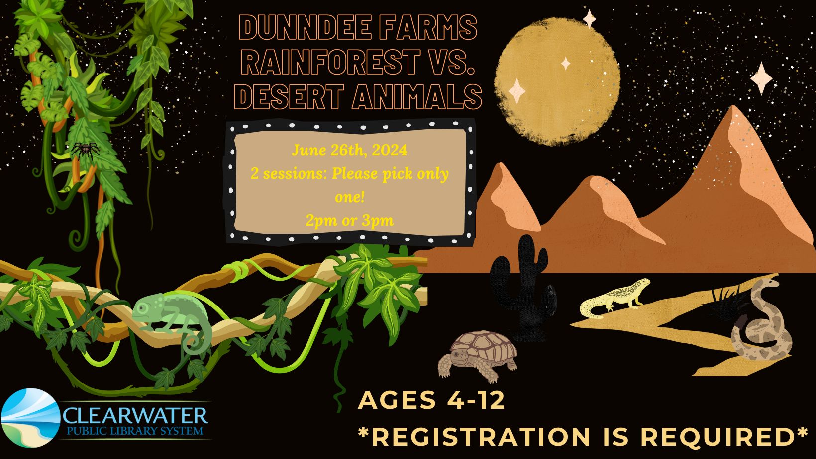 DunnDee Farms June 26th, 2024 2pm Rainforest vs Desert Animals 