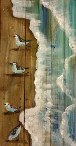 Shawn Dell Joyce - Sandpipers on Rustic Wood Tile