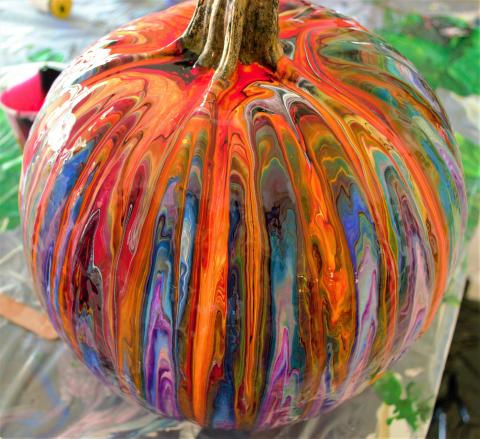 Paint poured pumpkin