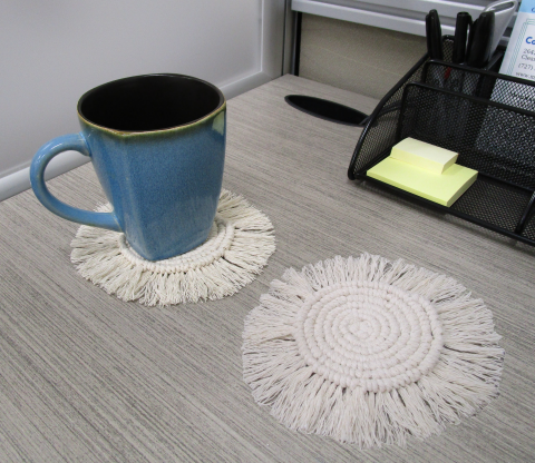 Handmade macramé coasters