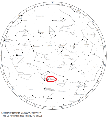 Night Sky showing 3/4 moon & Saturn close to each other