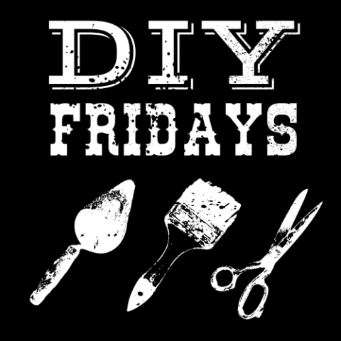 DIY Fridays logo with trowel, paint brush, and scissors.