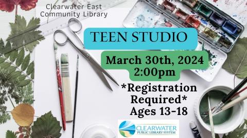 Teen Studio Art Supplies Leaves and Paint, March 30th 2024 