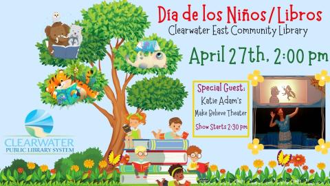 Children and Animals Reading Books April 27th Dia De Los Ninos/Libros, Katie Adams Special Guest 