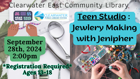 Teen Studio Jewlery Making with Jenipher Lyn, September 28th, 2024, Registration Required 