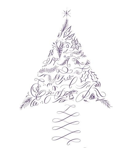calligraphic drawing holiday tree example