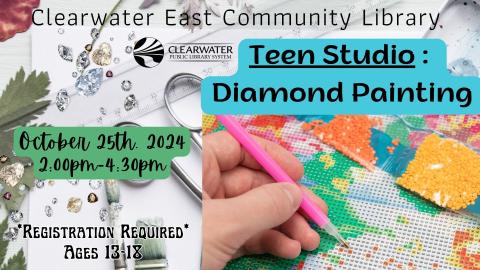 Teen Studio: Diamond Painting; October 25th at 2:00pm, Registration Required ages 13-18 