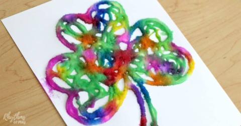 Rainbow Shamrock Salt Painting