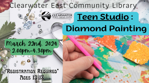 Teen Studio: Diamond Painting; March 22nd at 2:00pm, Registration Required ages 13-18 