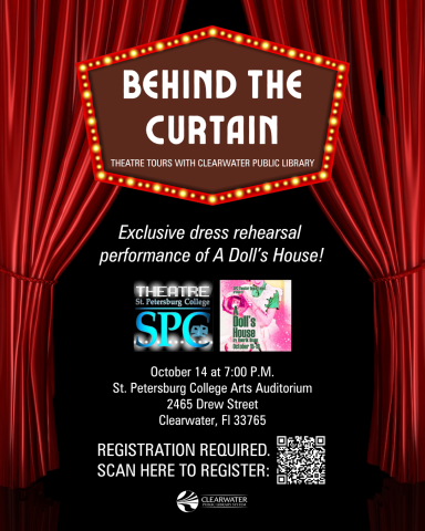 behind the curtain poster. exclusive dress rehearsal performance of A Doll's House.