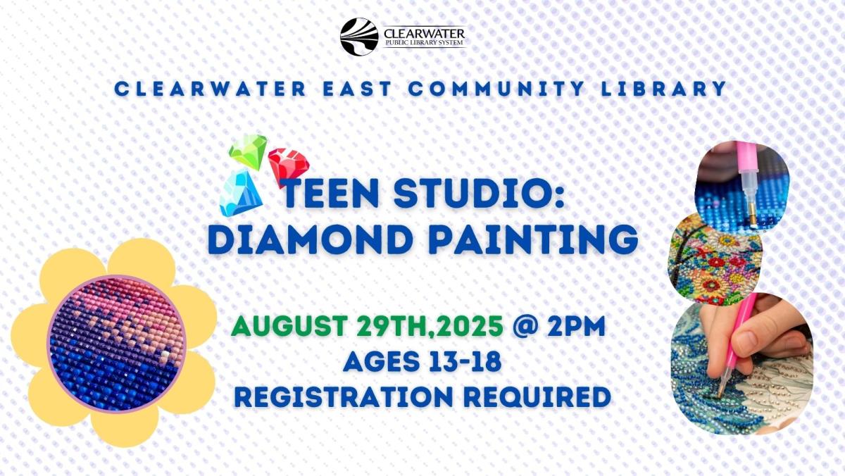 Teen Studio: Diamond Painting; August 29th at 2:00pm, Registration Required ages 13-18 